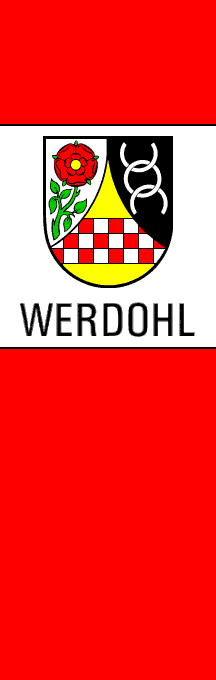 [City of Werdohl hanging flag (Märkischer Kreis County, North Rhine-Westphalia, Germany)]