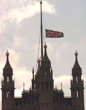 [Westminster Palace flag at Half Staff]