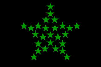 black field, green stars patterned into a larger star