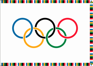 [Ceremonial Olympic flag]