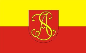 [Andrychów flag with CoA]